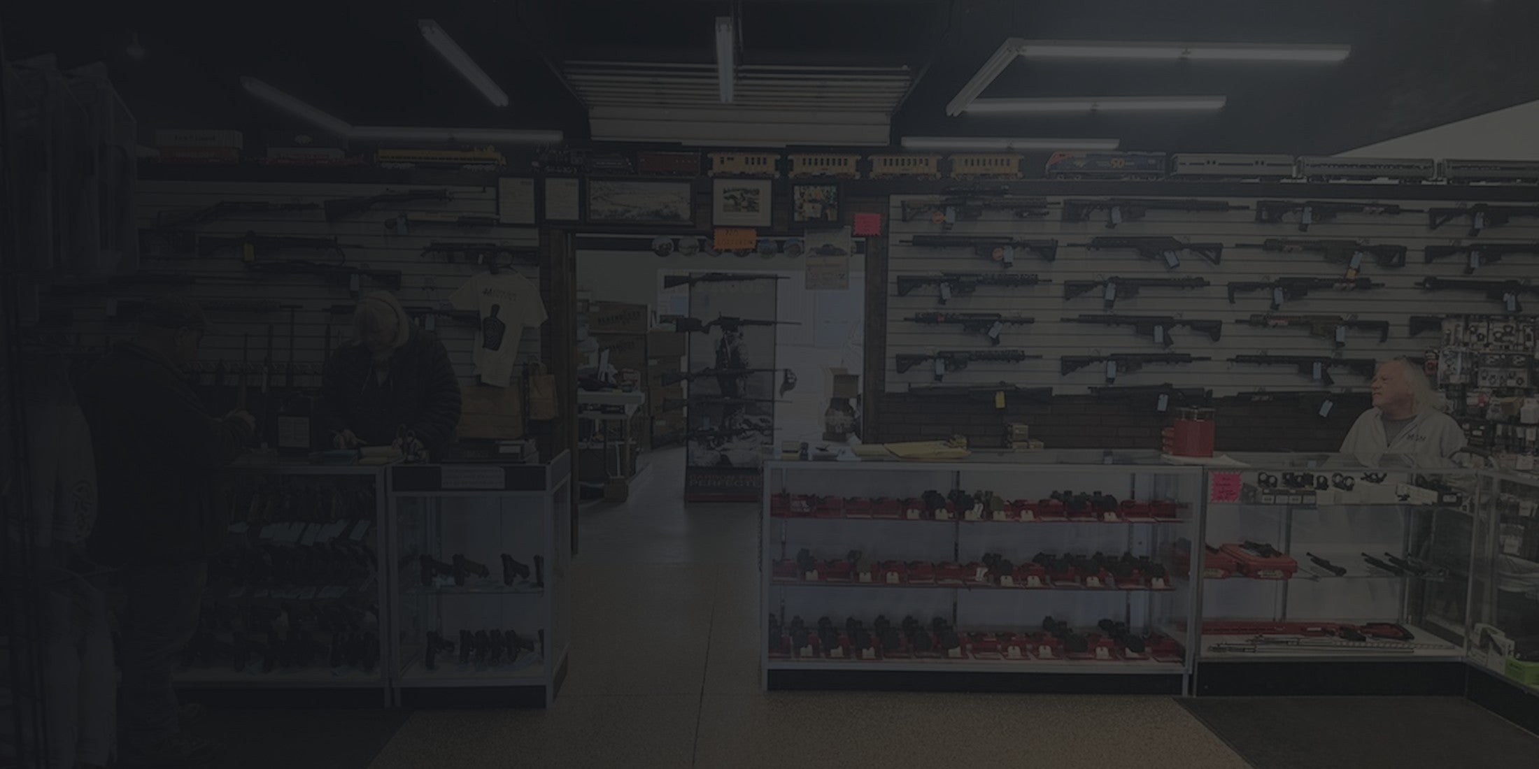 Gun wall inside Machine Guns Montana, Kalispell, Montana